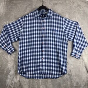 South Pole Men's Long Sleeve Button Down Blue Plaid Shirt Size‎ XL